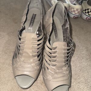 Banana Republic Grey Leather Heels.  9.5 See Description
